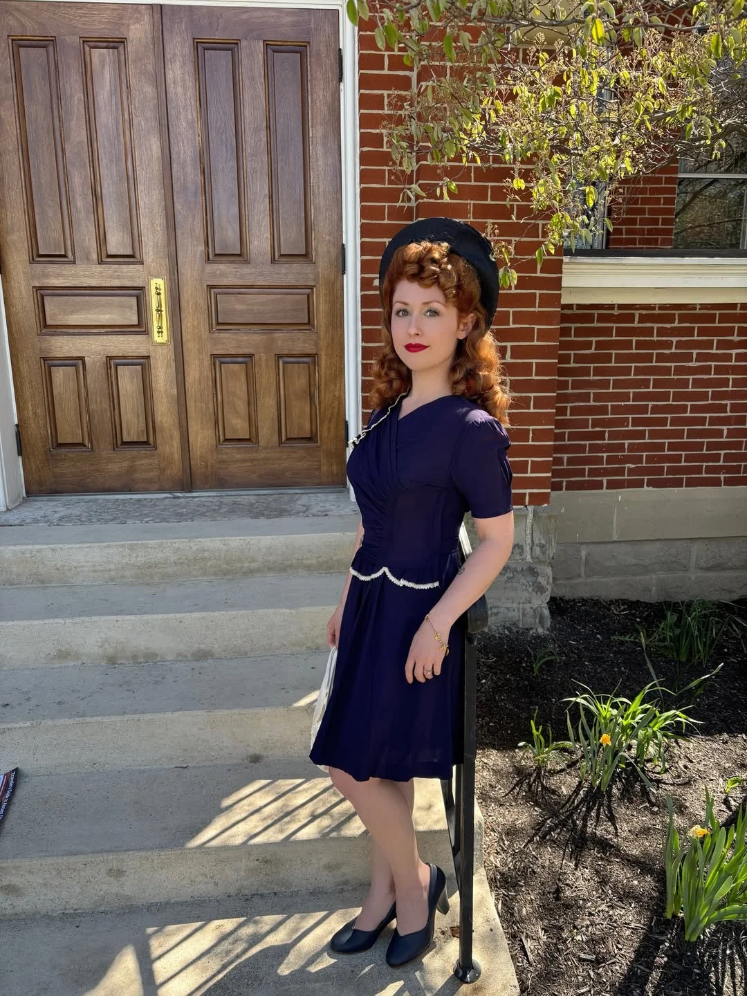 fall outfits for women in 30s style 2026 - A Navy Vintage-Inspired Dress for an Effortless Polished Look