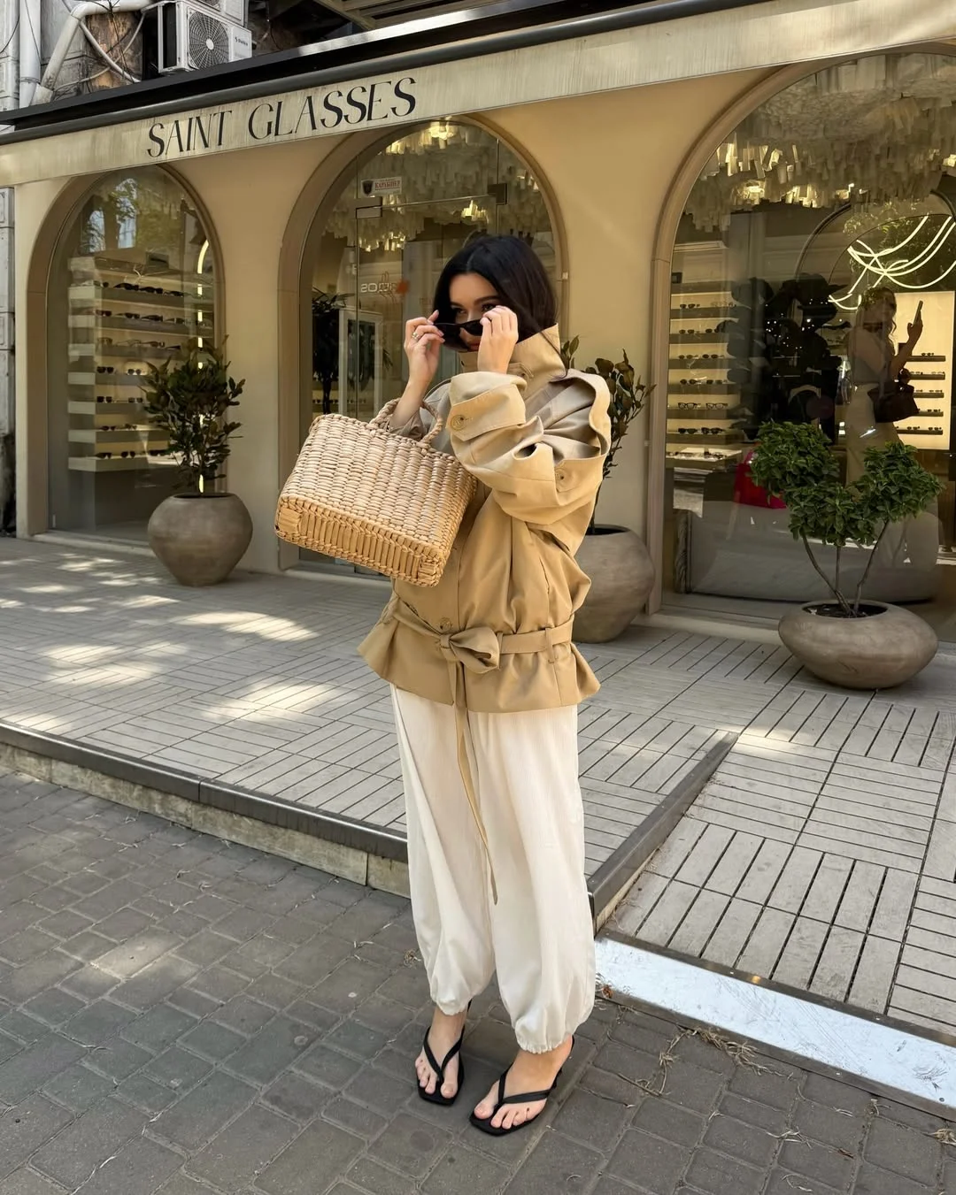 fall outfits with coat 2026 + Short Belted Trench Over a Black Mini Skirt