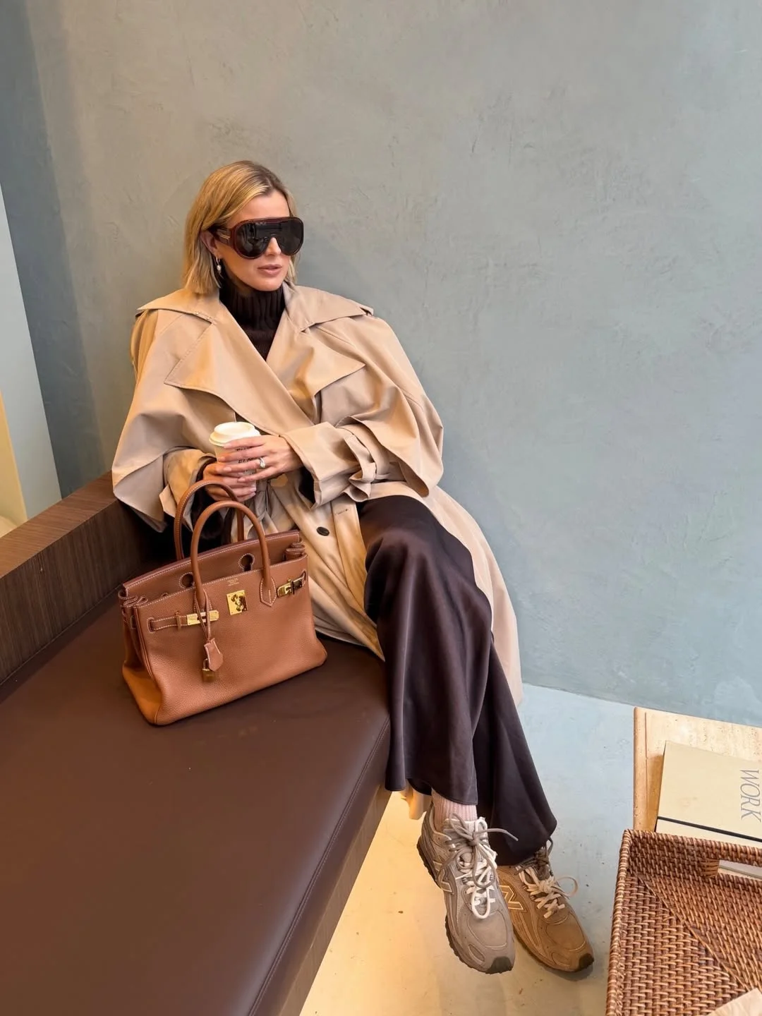 fall outfits with coat 2026 + Soft Trench Layers With Satin Trousers and Sneakers