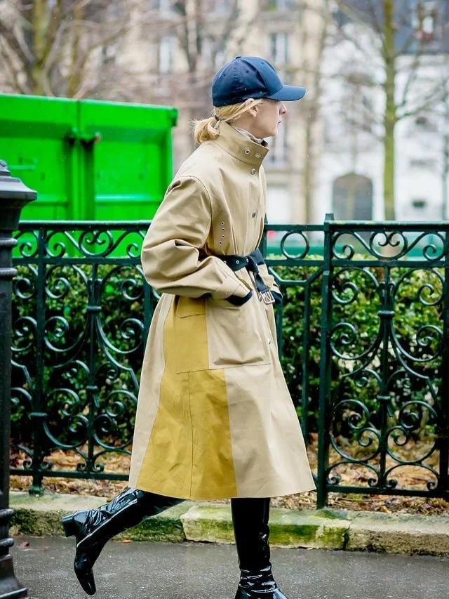 fall outfits with coat 2026 + Utility Trench With a Cap and High-Shine Boots