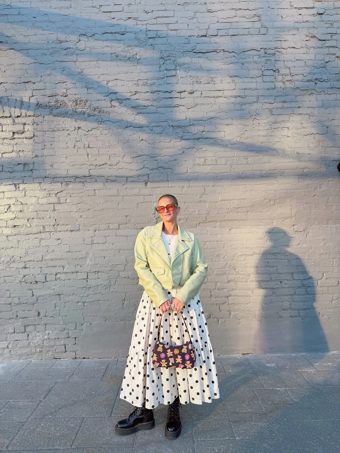 fall outfits with dresses 2026 Polka Dots With A Pastel Moto Jacket