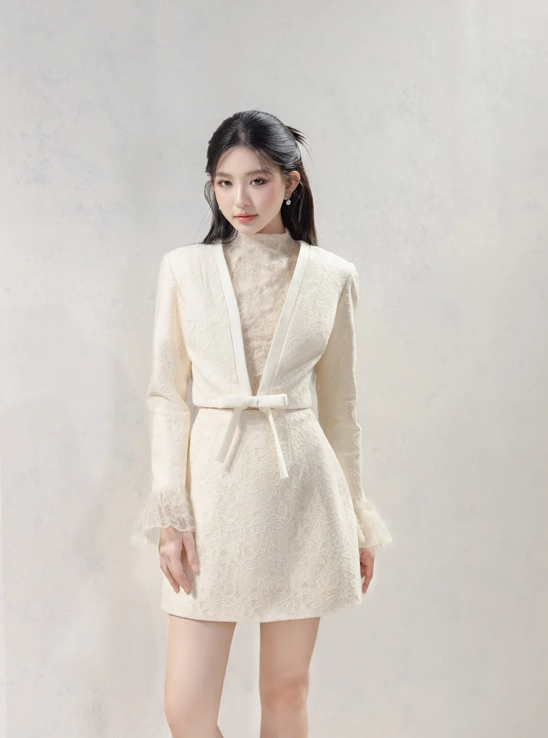 fall outfits with dresses 2026 Cream Lace Mini With A Soft Tailored Shape