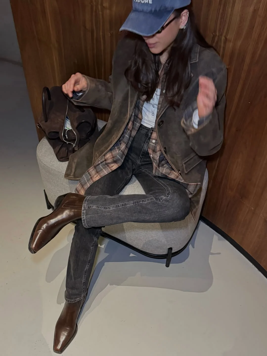 fall outfits with jeans 2026 + Washed Jacket, Flannel Layers, And Brown Boots