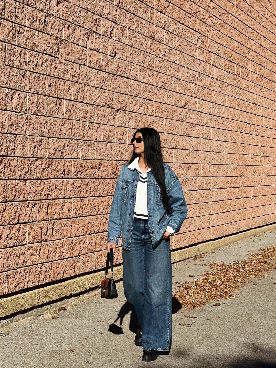 fall outfits with jeans 2026 + Denim Jacket And Wide Jeans With A Clean Collegiate Twist