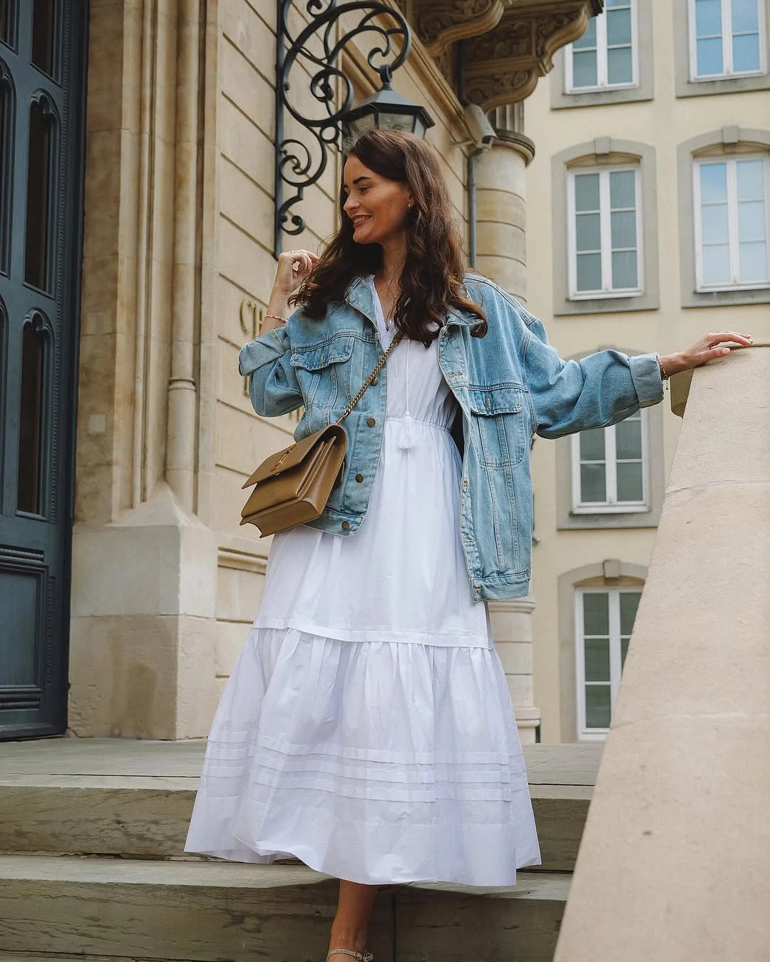 fall outfits with jeans jacket 2026 White Dress, Soft Denim, And A City-Step Mood
