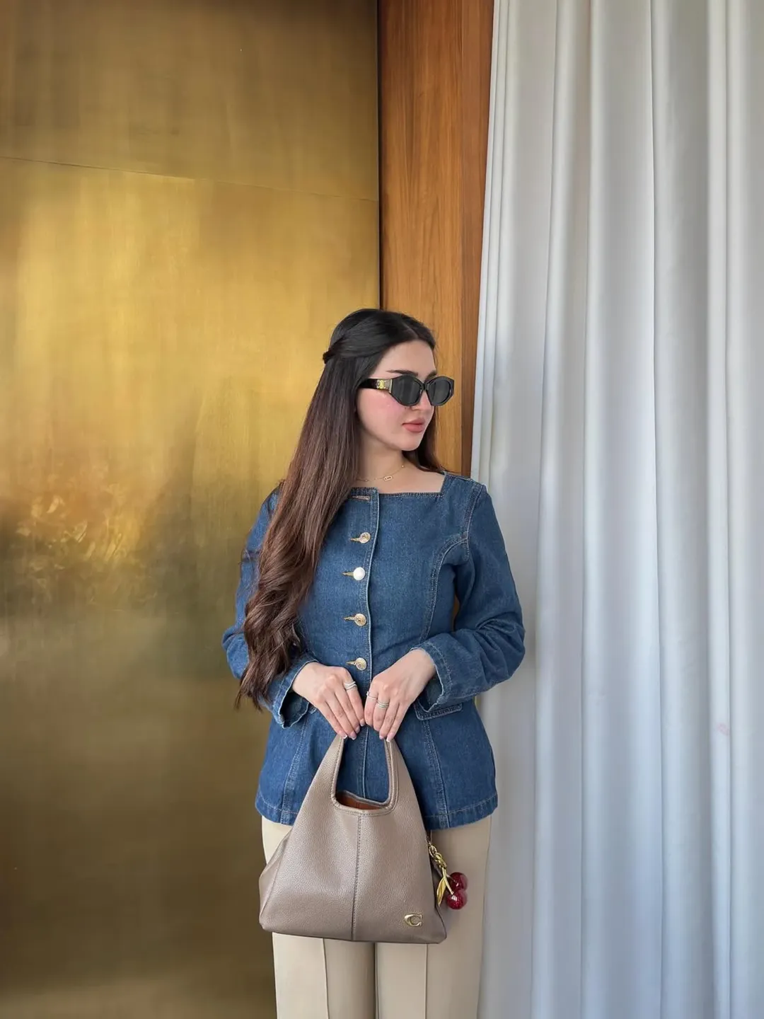 fall outfits with jeans jacket 2026 Tailored Dark Denim With Soft Neutral Trousers