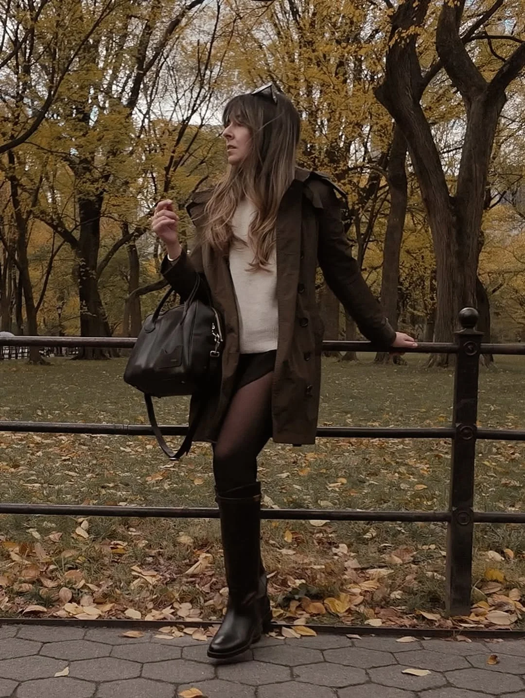 fall outfits with leggings and boots 2026 + Dark Riding Boots and a Relaxed Park-Day Layer