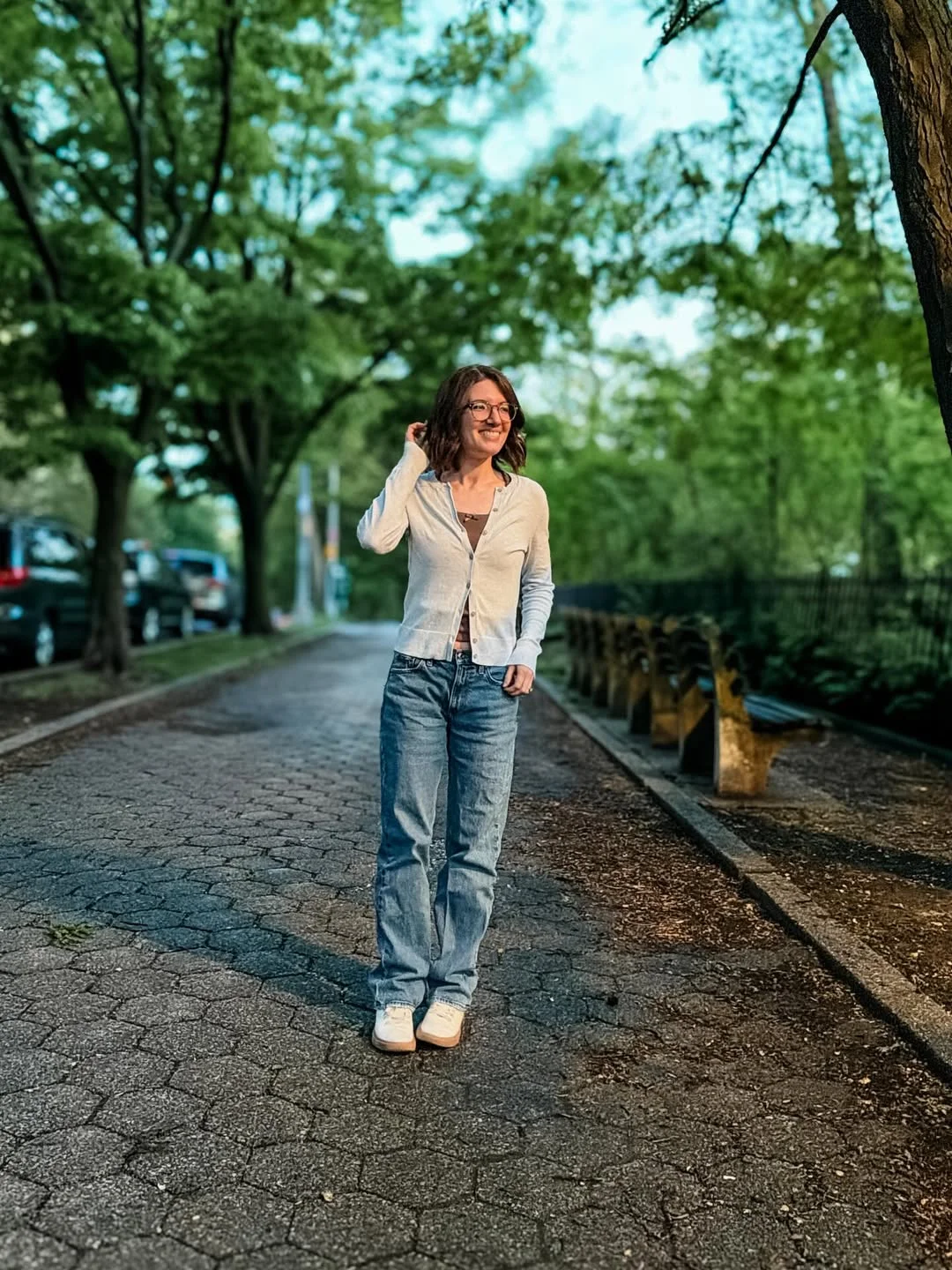 fall outfits with sneakers and jeans 2026 + Light Cardigan and Faded Straight Jeans for a Gentle Fall Day
