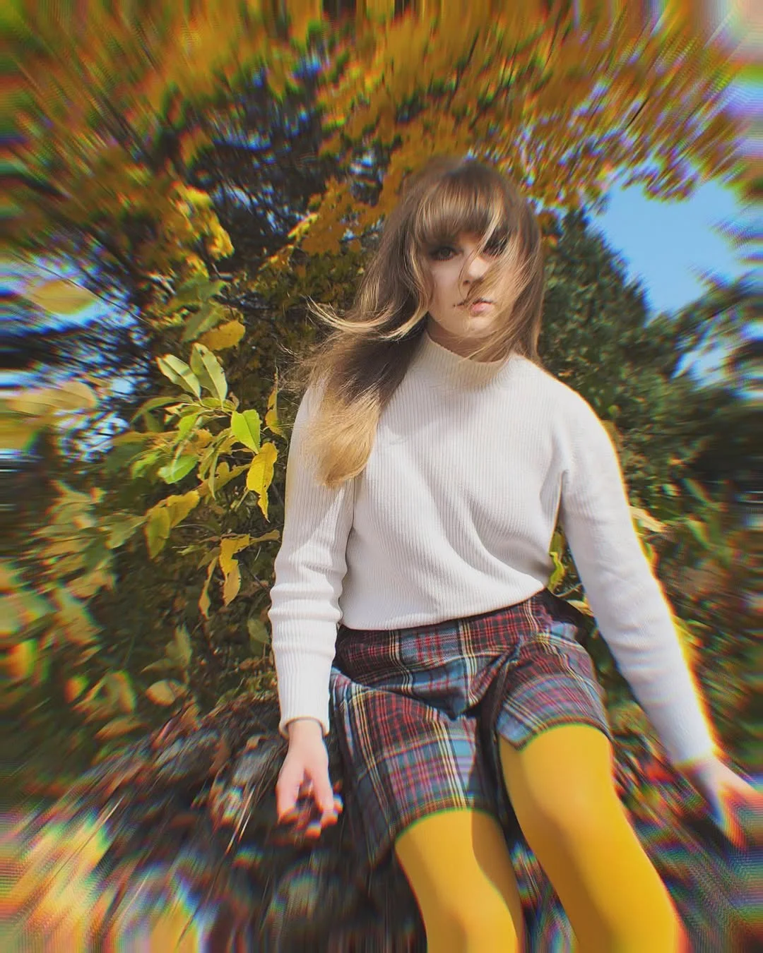 fall outfits with tights and skirt 2026 + Mustard Tights and Plaid for an Offbeat Fall Mood