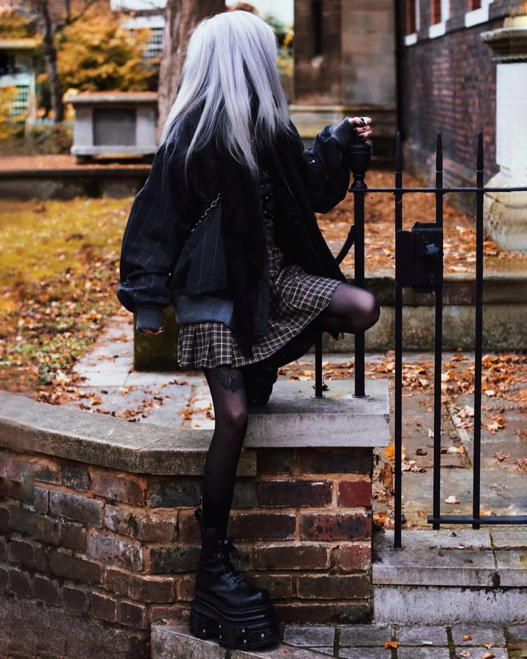 fall outfits with tights and skirt 2026 + Chunky Boots and a Checked Mini After Dark