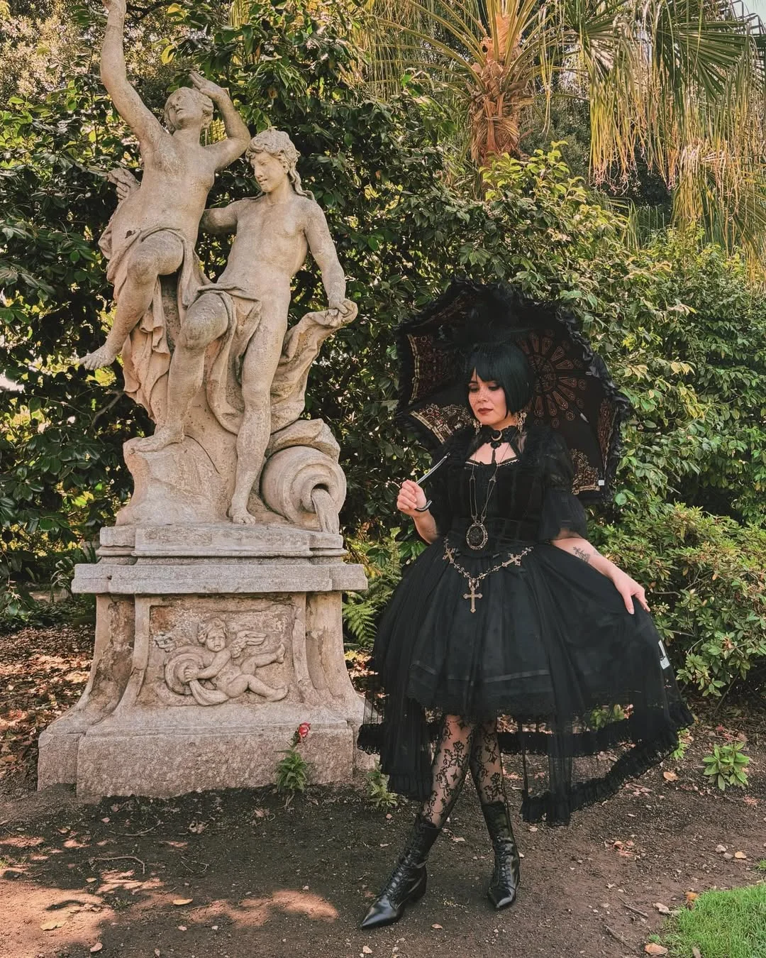 fall outfits with tights and skirt 2026 + Romantic Gothic Layers with Lace Tights