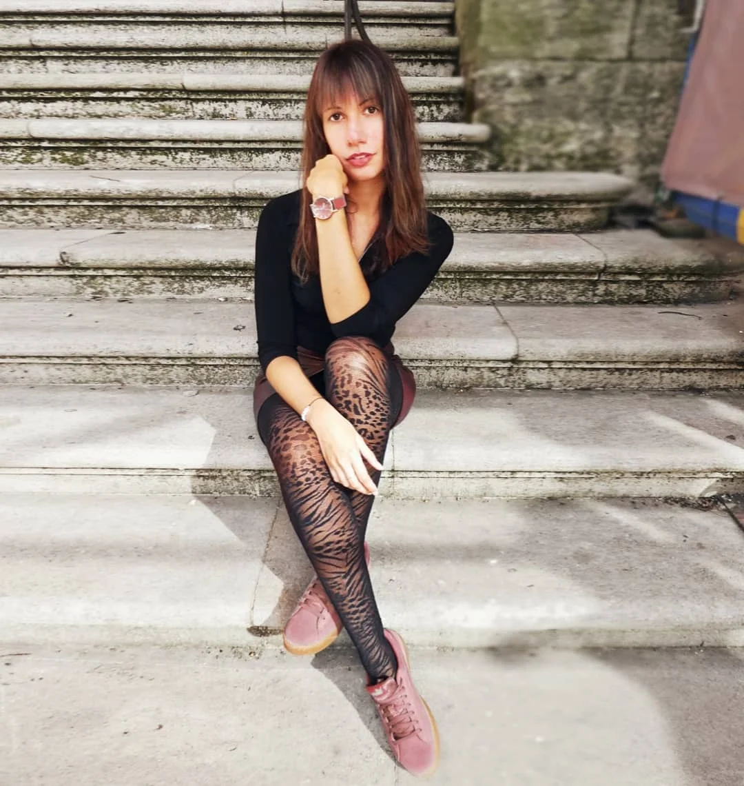 fall outfits with tights and sneakers 2026 + Leopard Tights With Blush Sneakers