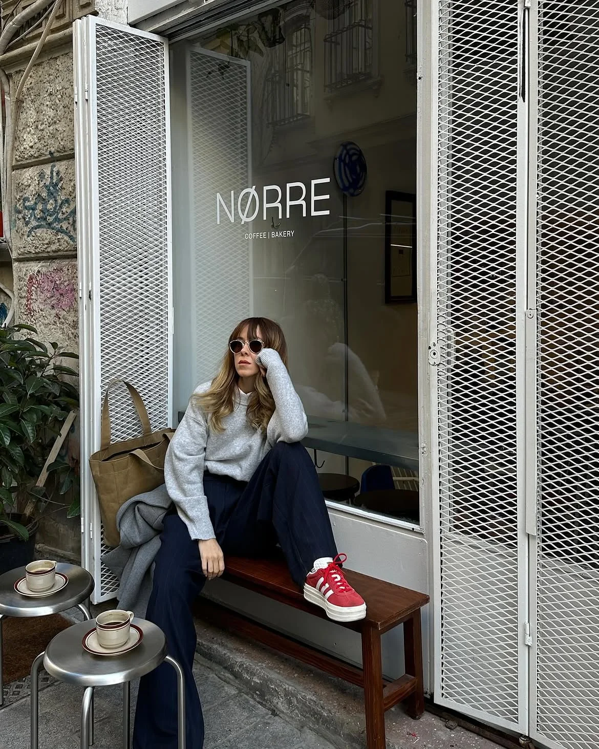 fall travel outfits 2026 + Red Sneakers and Coffee-Shop Tailoring