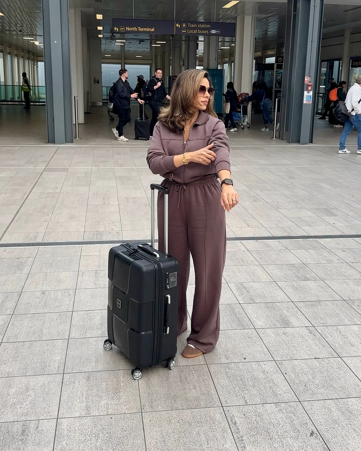 fall travel outfits 2026 + Taupe Knit Set for Minimal Airport Comfort