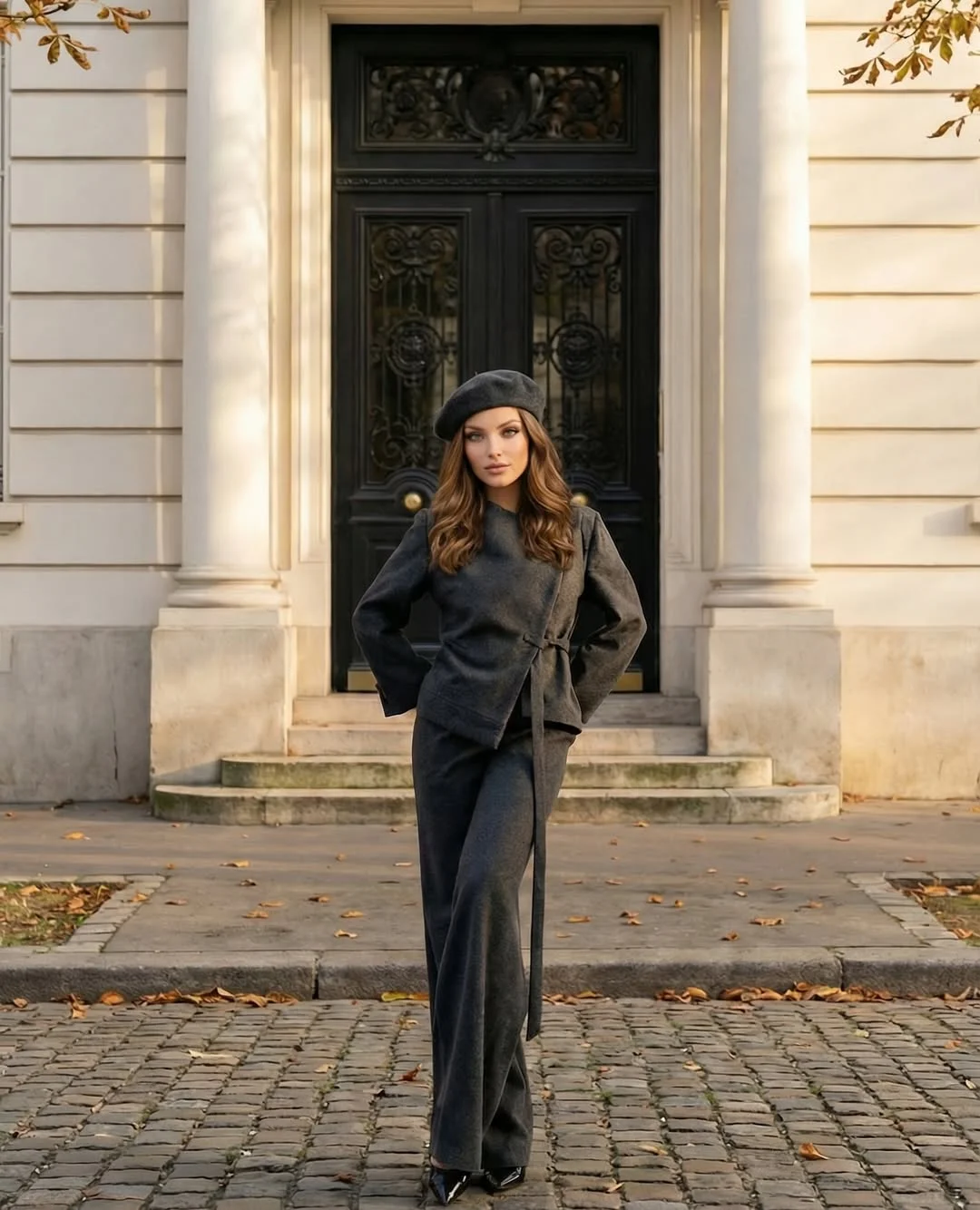 fall vest outfits for women 2026 Charcoal Tailoring With a Soft Parisian Mood
