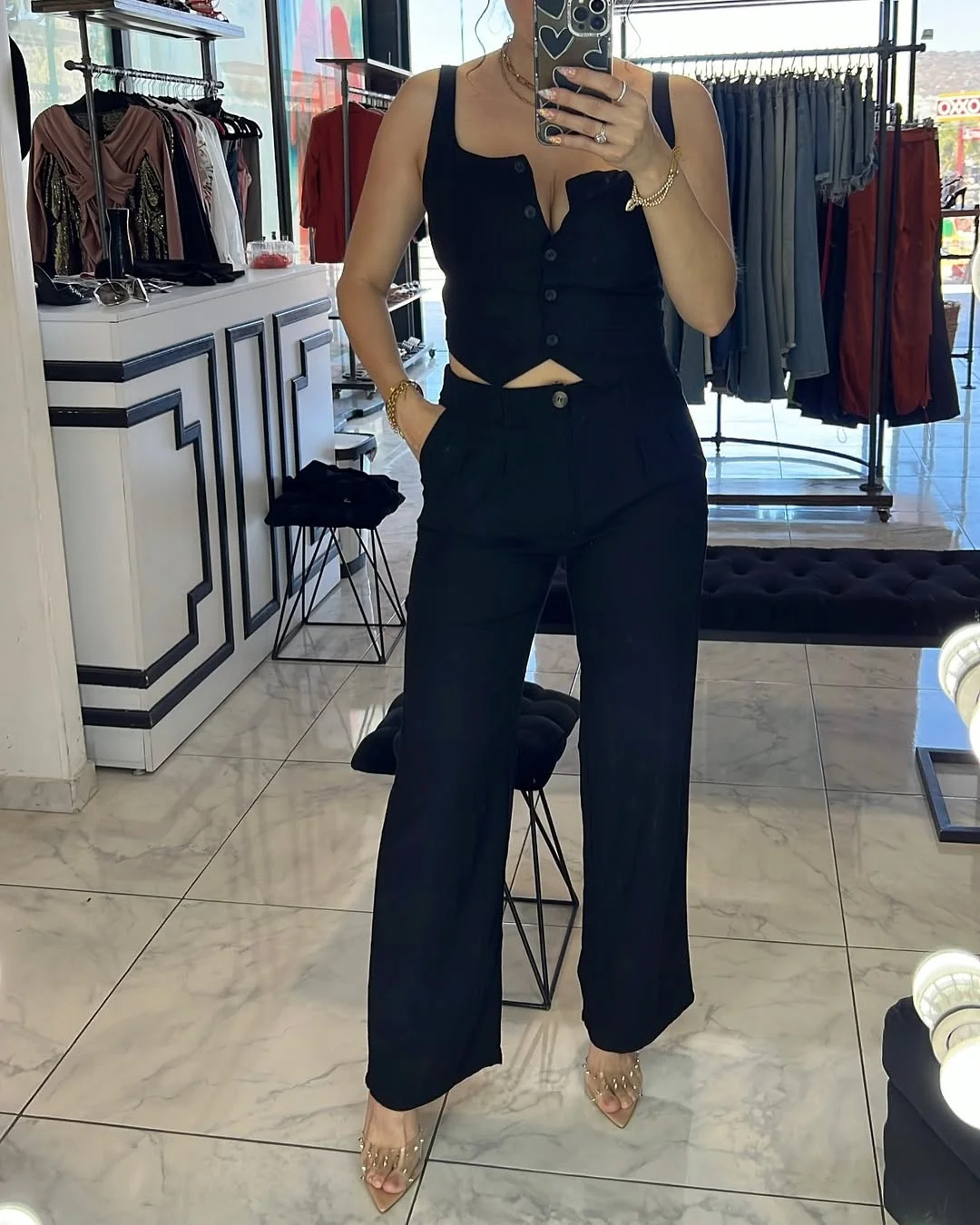 fall vest outfits for women 2026 The Black Cropped Vest Set That Means Business