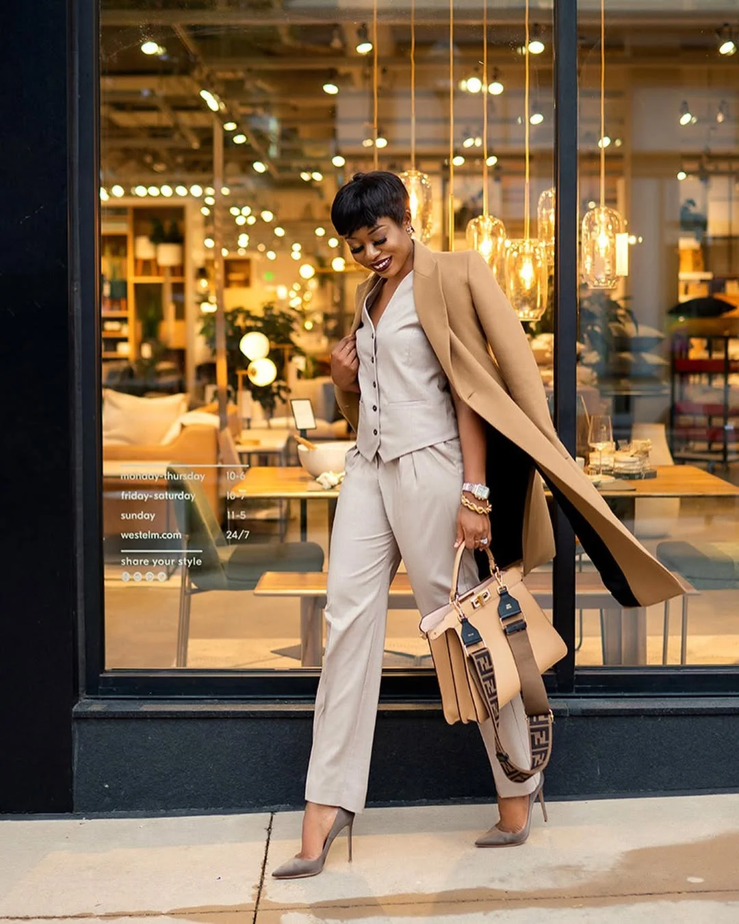 fall work outfits 2026 Camel Coat and Waistcoat Power Dressing