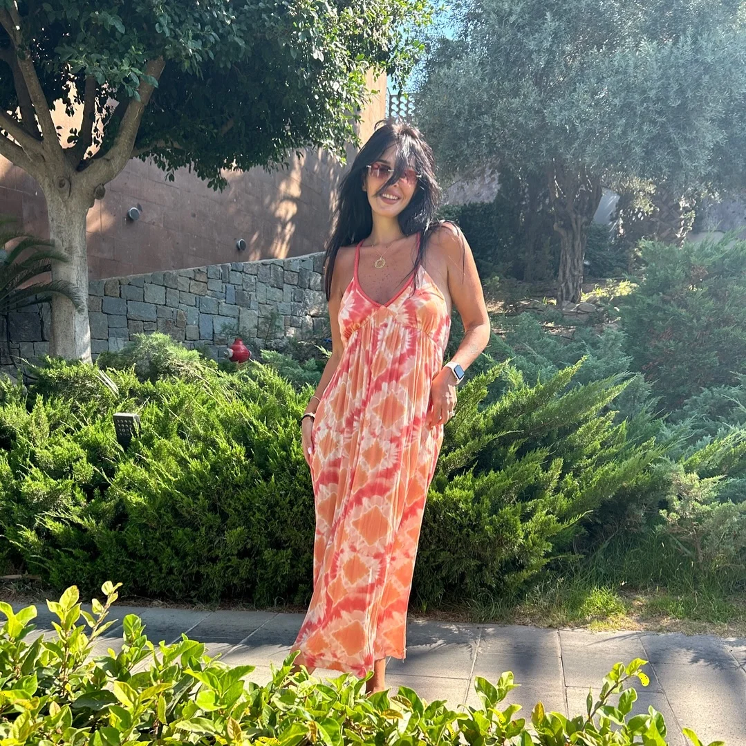 July fashion trends 2026 + Coral Tie-Dye Maxi Dress For Hot July Afternoons