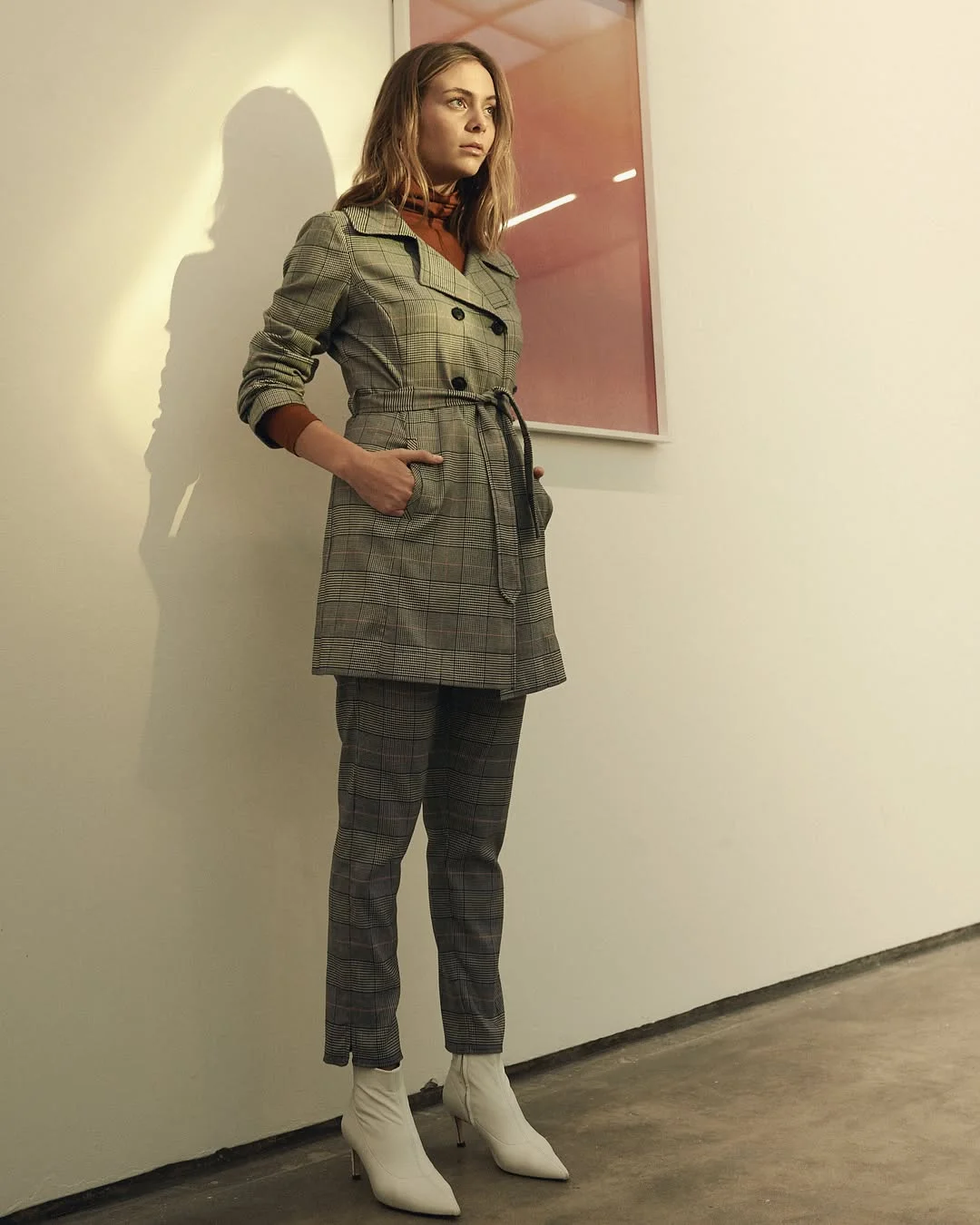 July fashion trends 2026 + Checked Tailoring With White Boots And Gallery-Girl Focus