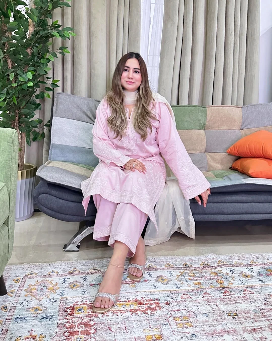 July fashion trends 2026 + Soft Pink Embroidered Set With Easy Occasion Polish