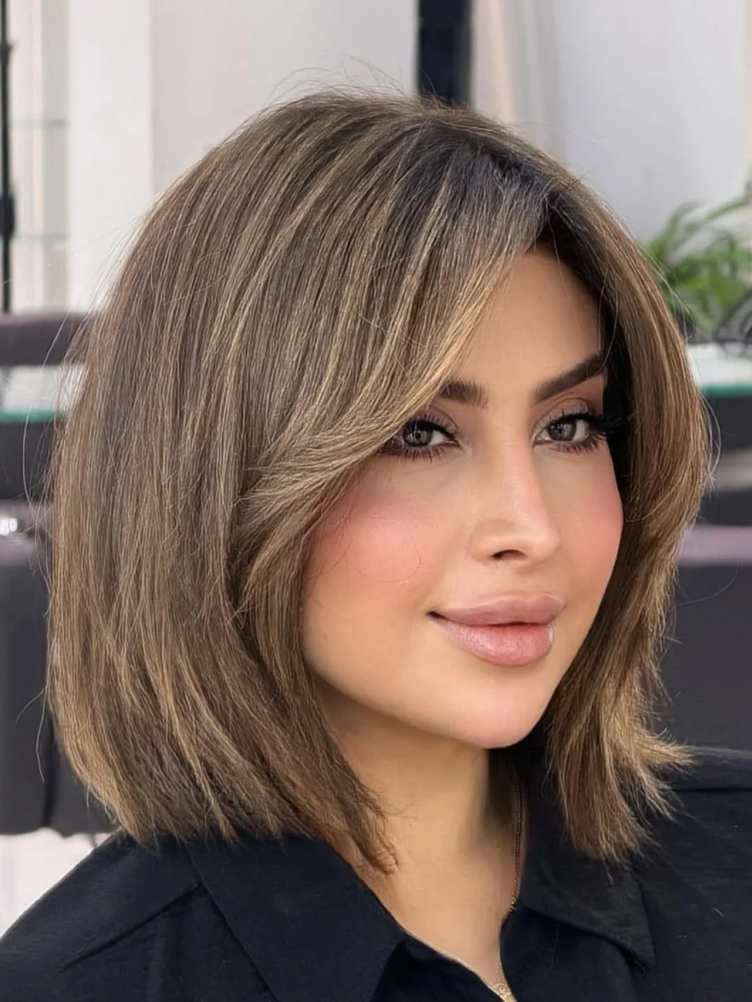 July hair colour ideas 2026 Soft Beige Brunette Bob With Feathered Brightness
