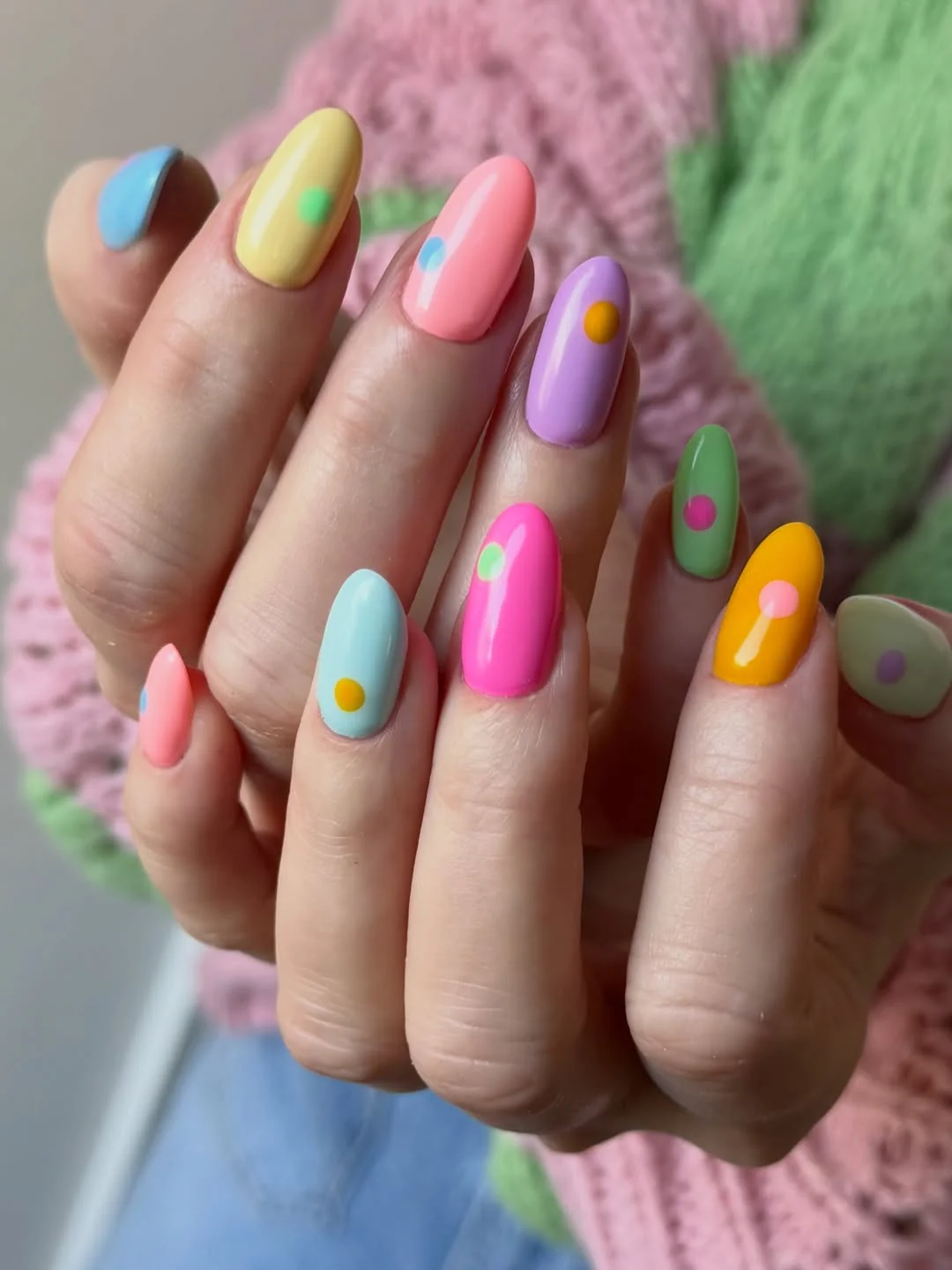 July nail colours ideas 2026 Pastel Dot Nails With Playful Candy Color