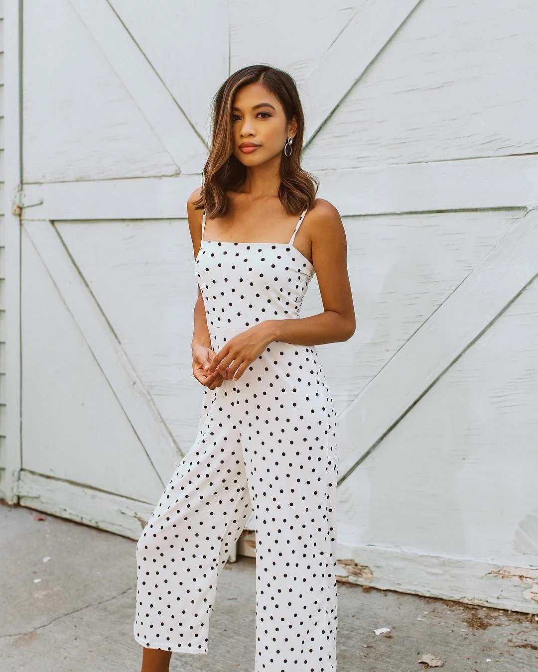 July outfits ideas 2026 + White Polka Dot Jumpsuit For Effortless July Polish