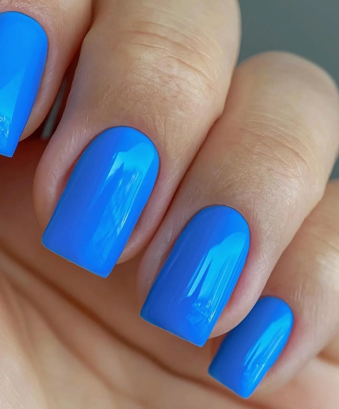 June manicure ideas 2026 Electric Blue Square Nails