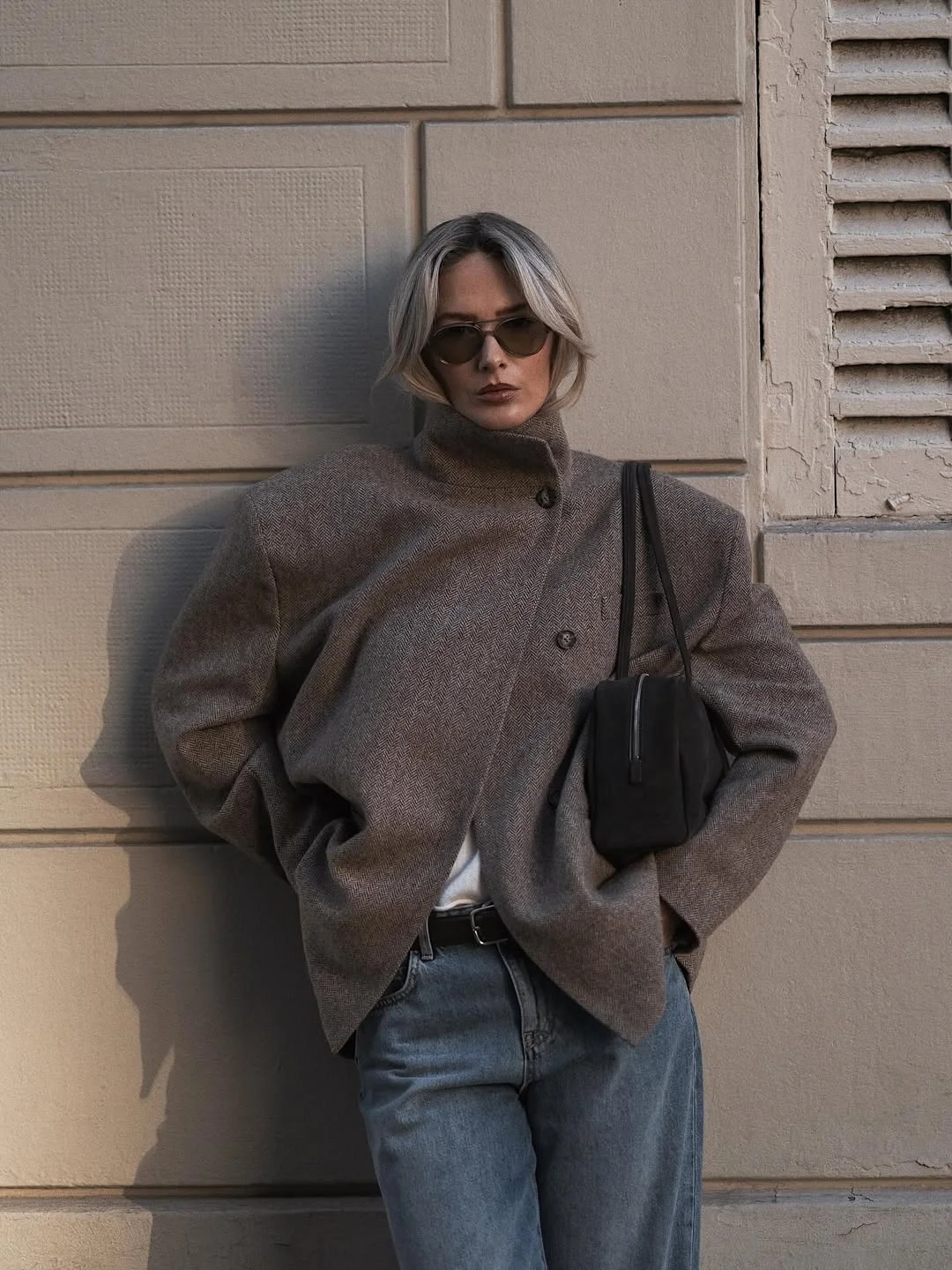 new trends fall fashion 2026 + Oversized Herringbone Jacket with Relaxed Denim