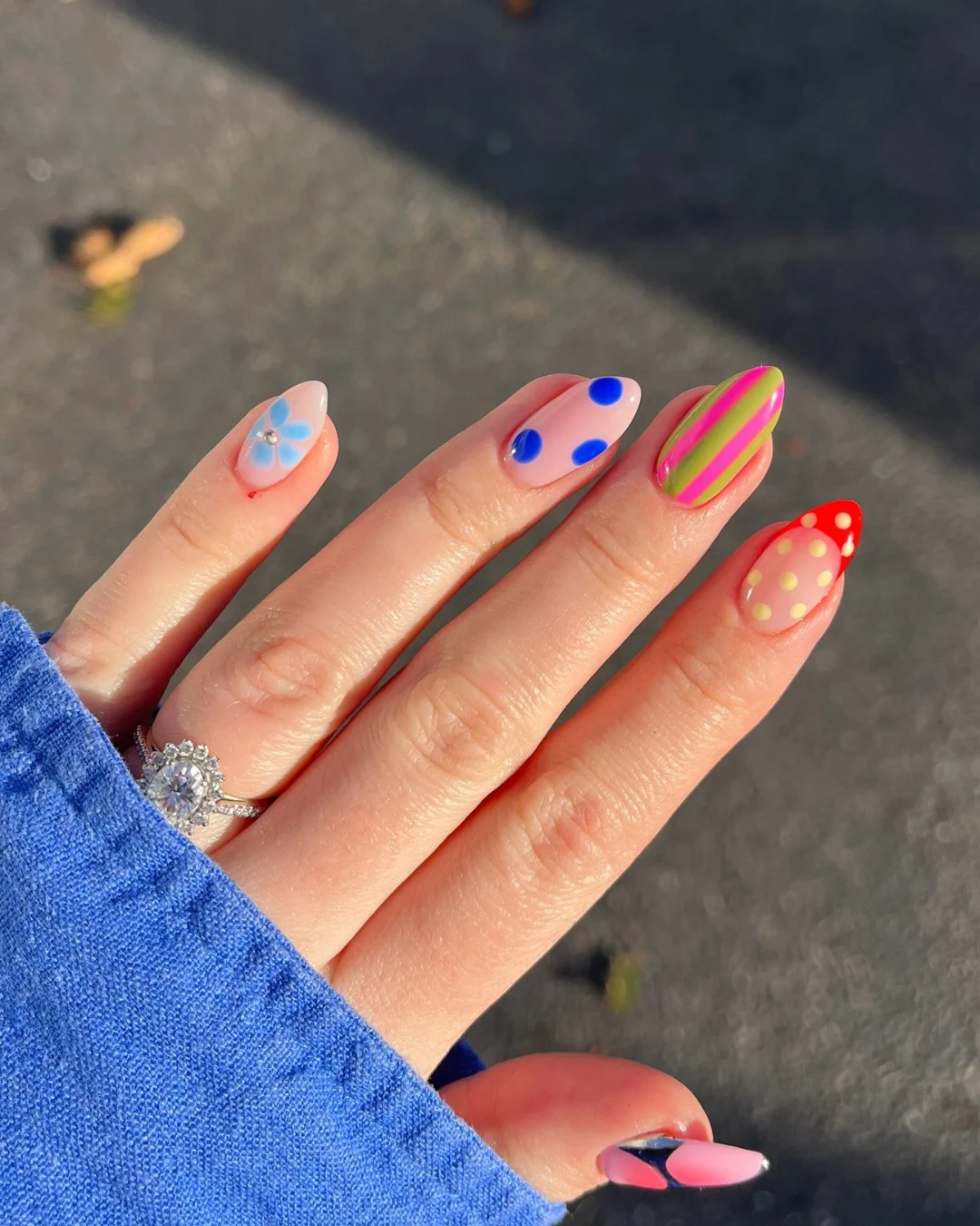 plain summer nails 2026 + Playful Summer Accent Nails With Pink And Blue Details