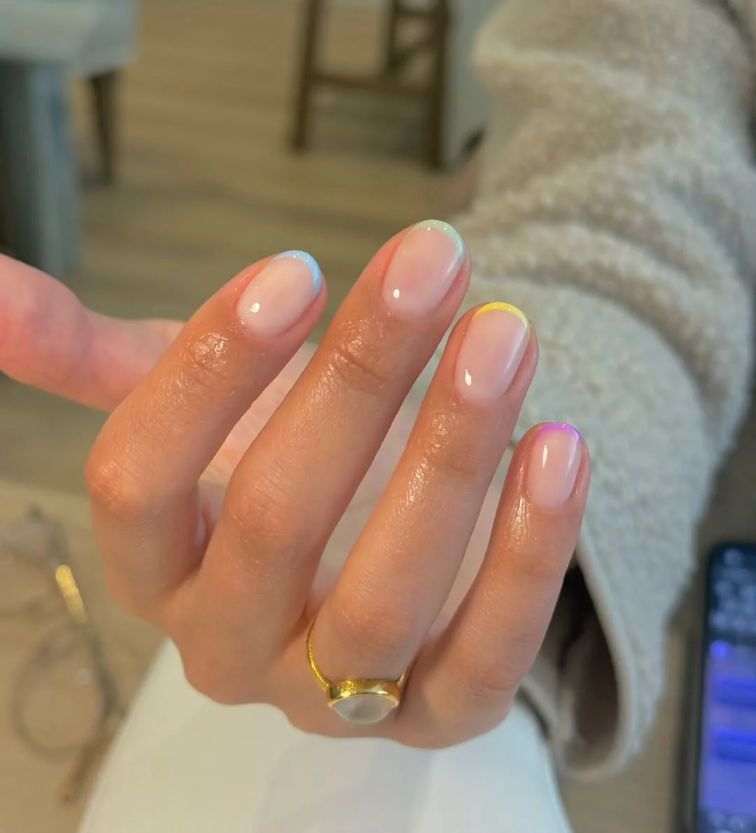plain summer nails 2026 + Minimal Rainbow Micro French Nails
