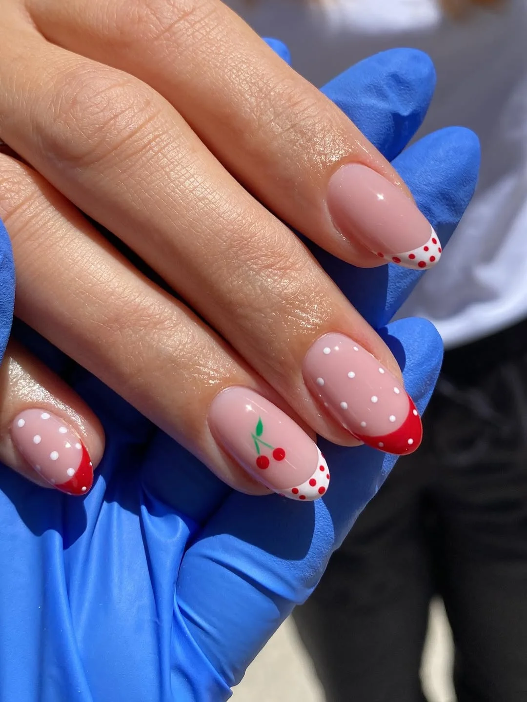 plain summer nails 2026 + Red Cherry French Nails With Polka Dot Tips