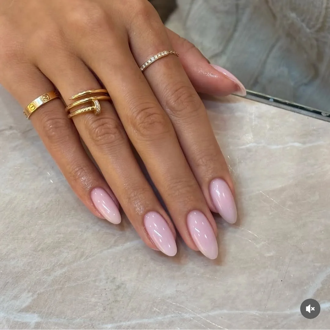 plain summer nails 2026 + Glossy Baby Pink Almond Nails