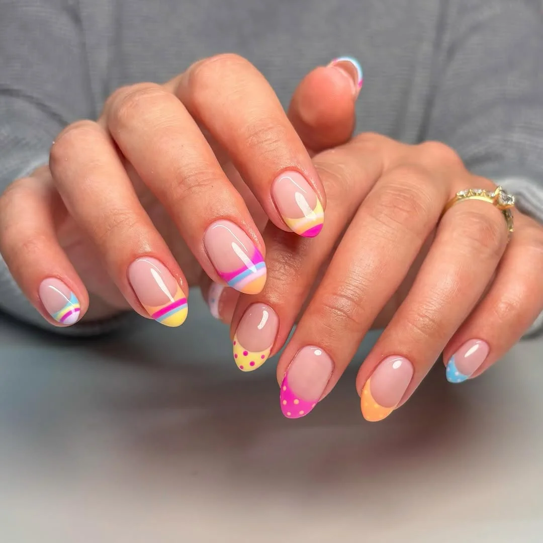 plain summer nails 2026 + Pastel French Tips With A Candy Summer Twist