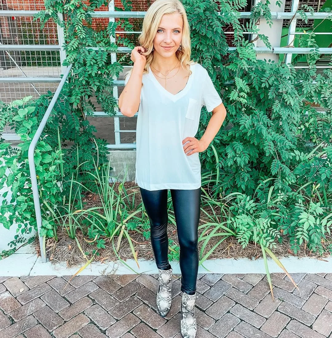 simpl fall outfits 2026 White Tee Leather Leggings and Snakeskin Boots