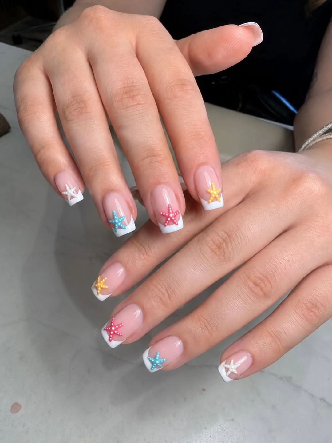 starfish summer nails 2026 + Color Pop Starfish French Square Nails