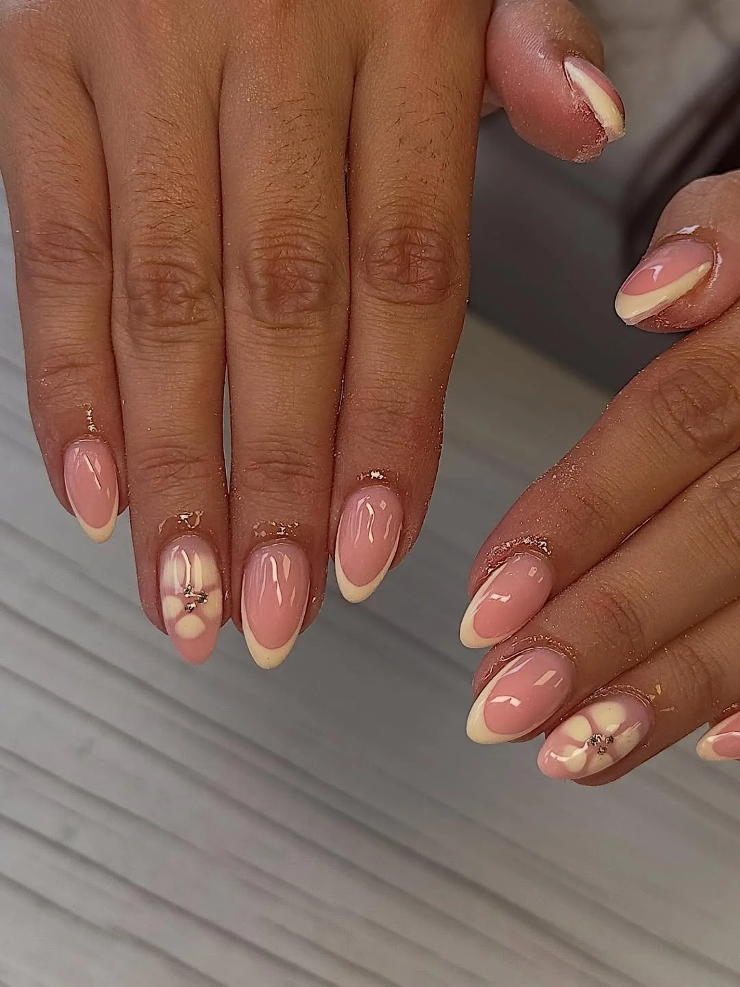 summer oval nails 2026 Creamy Yellow French Tips on Glossy Oval Nails