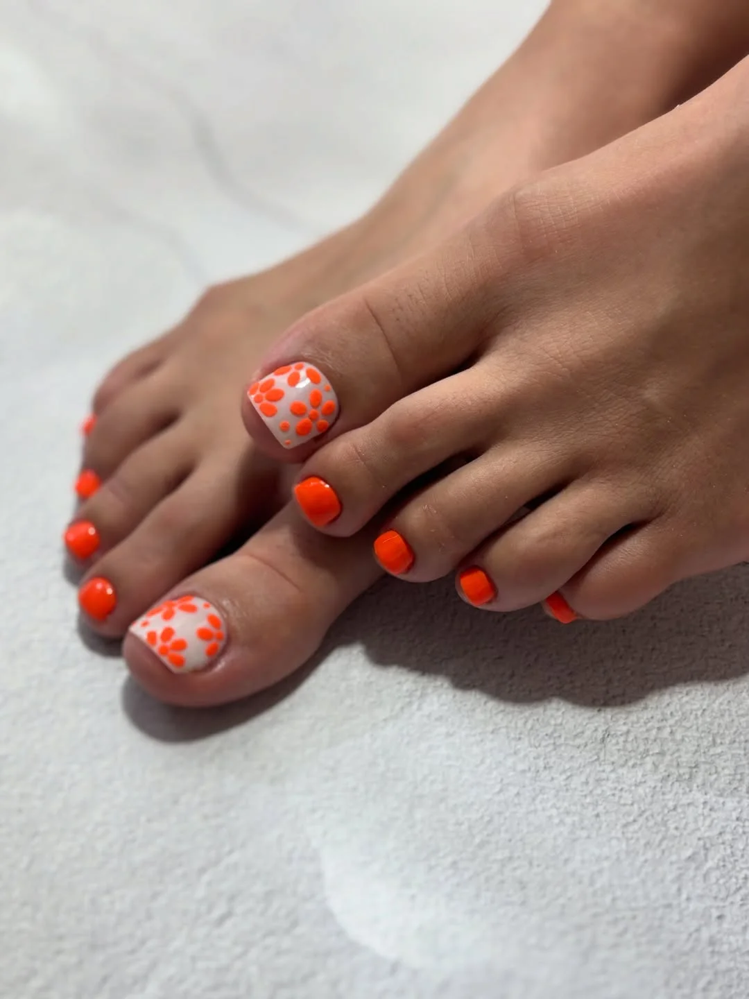 summer pedicure nail art 2026 Orange Floral Toe Art For A Fresh Sunny Pedicure
