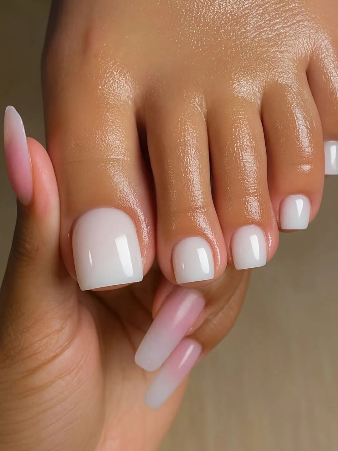 summer toe nails design ideas 2026 Glossy White Toes With A Fresh Minimal Finish