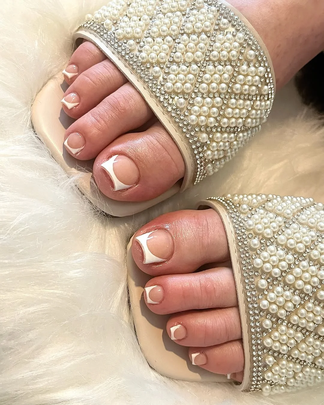 summer white french toes 2026 + Pearl Slide French Toes With A Soft Glam Finish