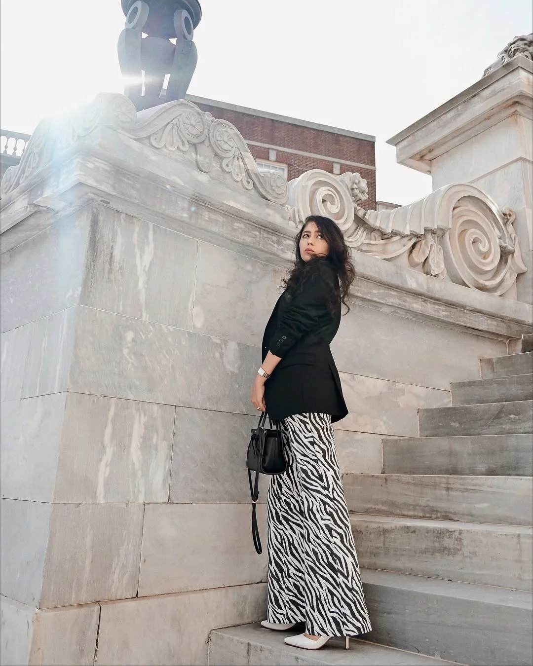 Trendy blazer outfits - fall 2026 + Black Blazer With Zebra Print Wide-Leg Pants