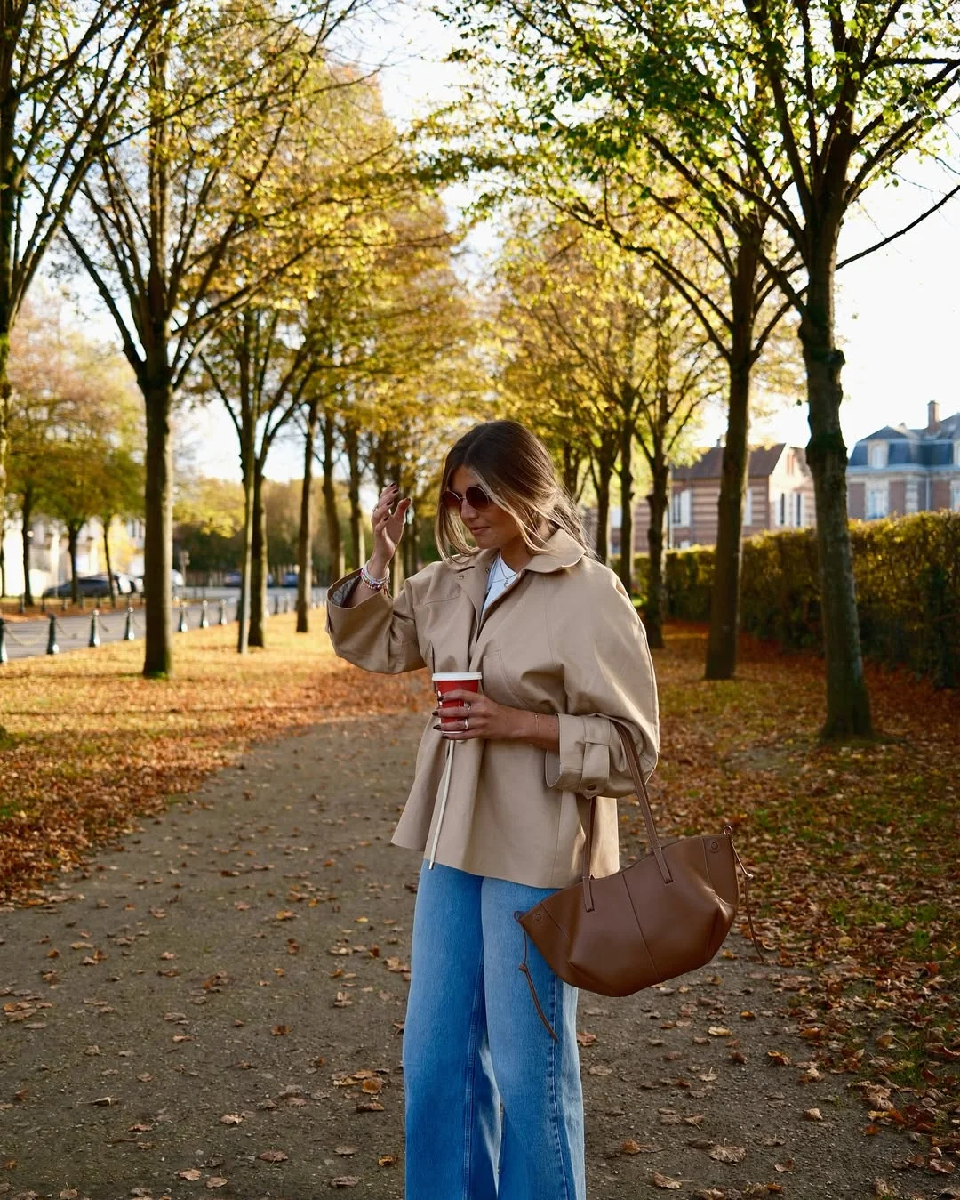 Trendy blazer outfits - fall 2026 + Beige Utility Blazer With Wide-Leg Jeans