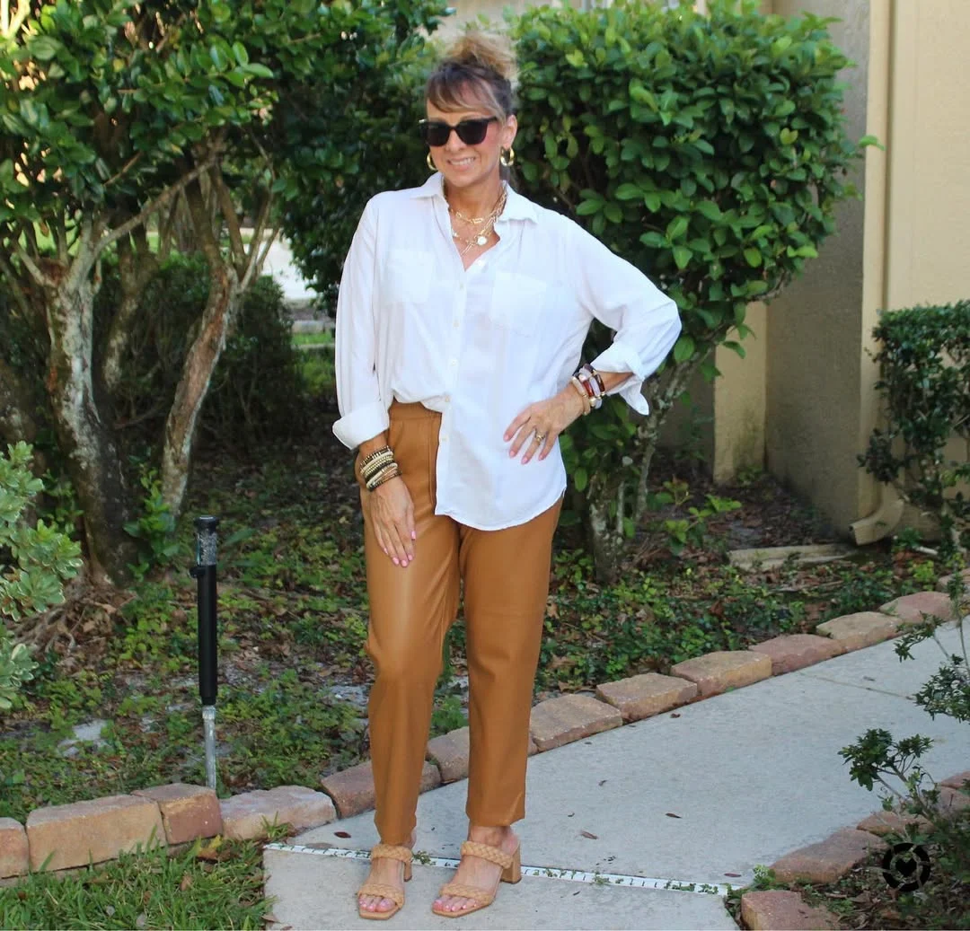 what to wear in fall 2026 over 50 Polished Neutrals With a White Button-Down