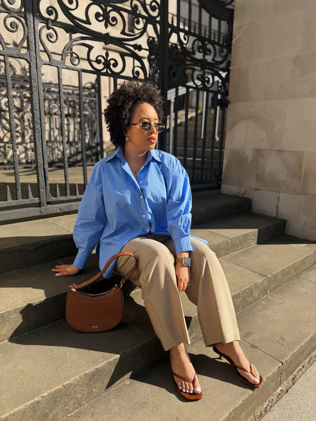 what to wear in fall 2026 over 50 Blue Shirt Energy With City-Girl Trousers
