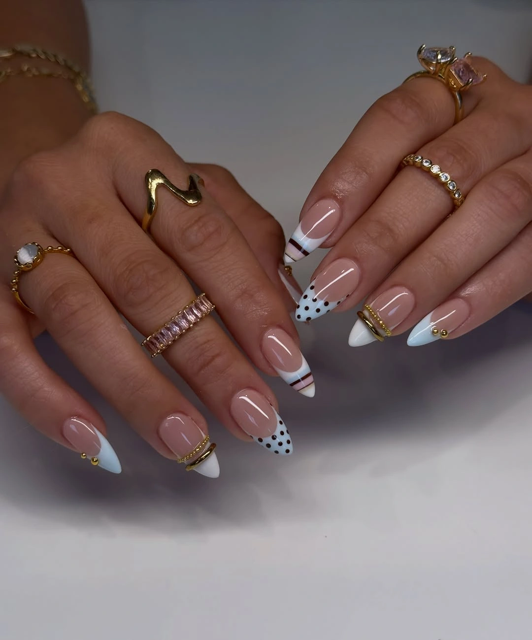 august nails color 2026 + White French Tips With Chocolate Polka Dots