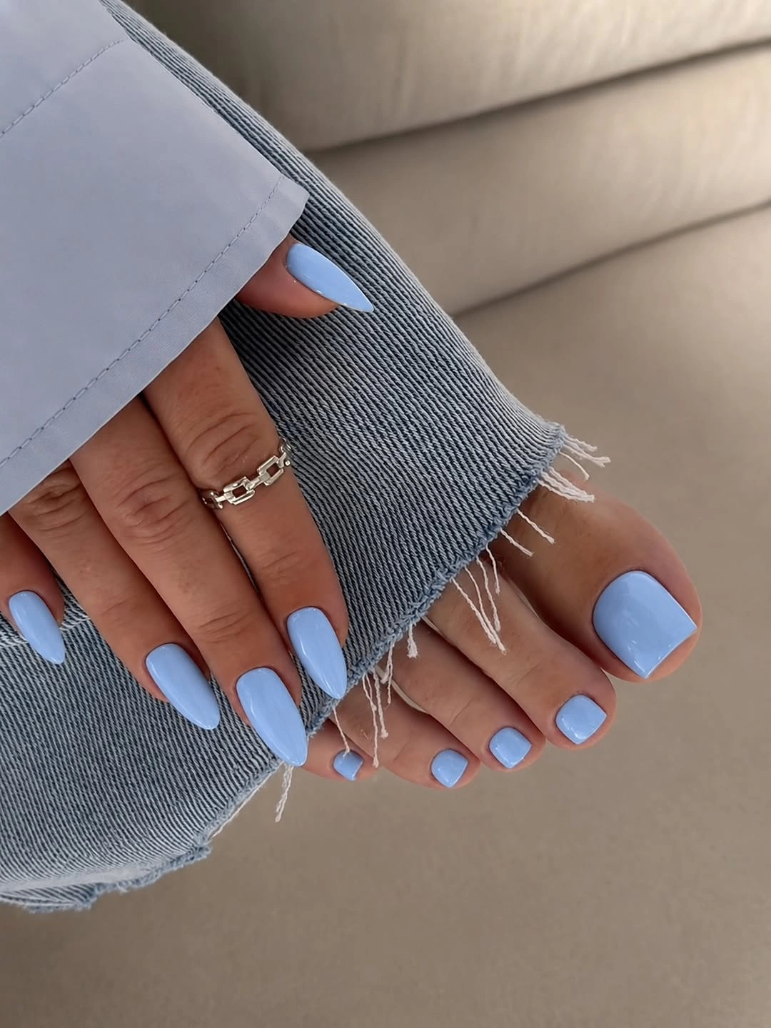 august pedicure nails ideas 2026 + Powder Blue Matchy Mani-Pedi