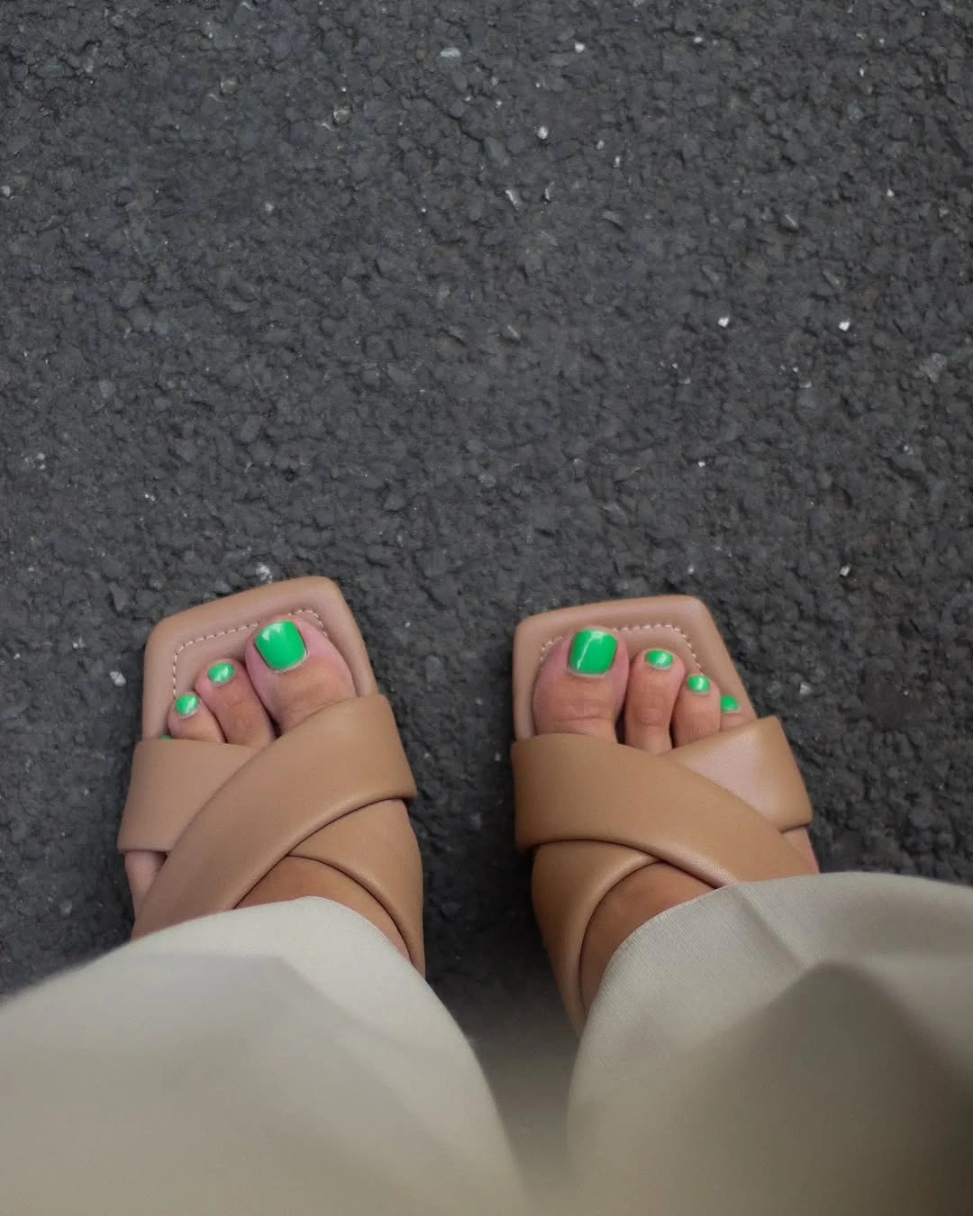august pedicure nails ideas 2026 + Electric Green With Minimal Neutral Slides