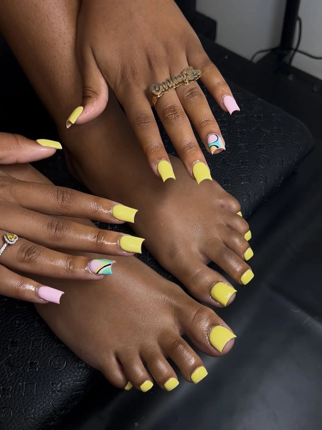 august toe nails 2026 + Butter Yellow Nails With Retro Pastel Swirls