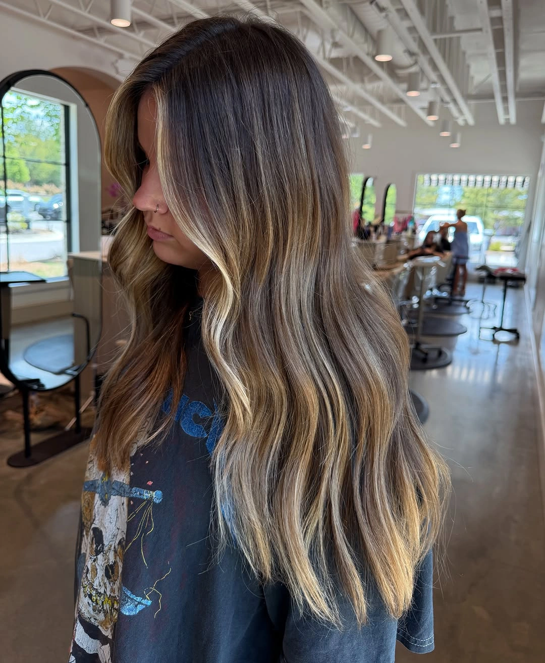 babylights hair ideas Long Brunette With Soft Blonde Veils