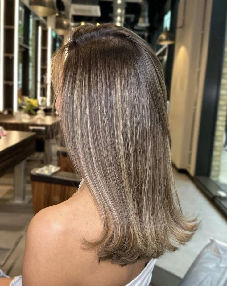 babylights hair ideas Sleek Mushroom Blonde Babylights